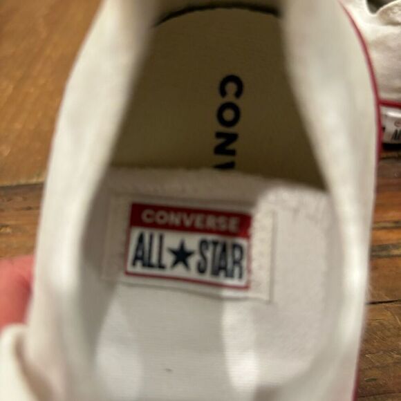 Converse All Star White Low Top Tennis Shoe Kids Size 9 - Picture 5 of 8